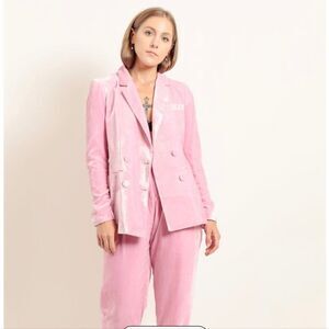 Rachel Antonoff Billie Blazer women's size 2 powder pink crushed velvet‎